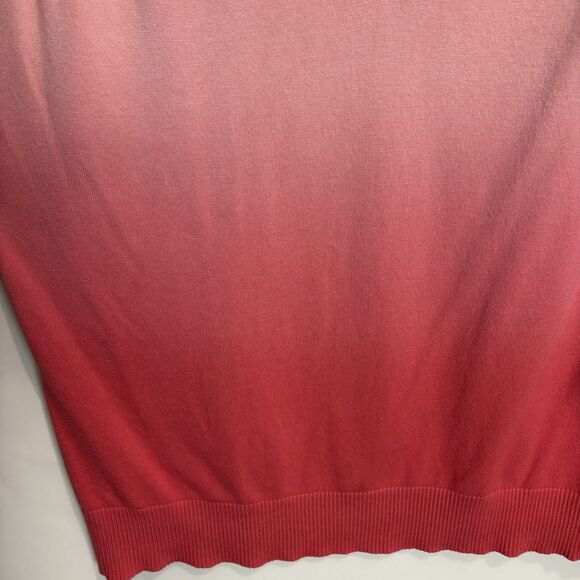 Vtg Fashion Bug Women's V-neck Short Sleeve Sweater Peach Pink Ombré Y2K 18/20 - Picture 5 of 6